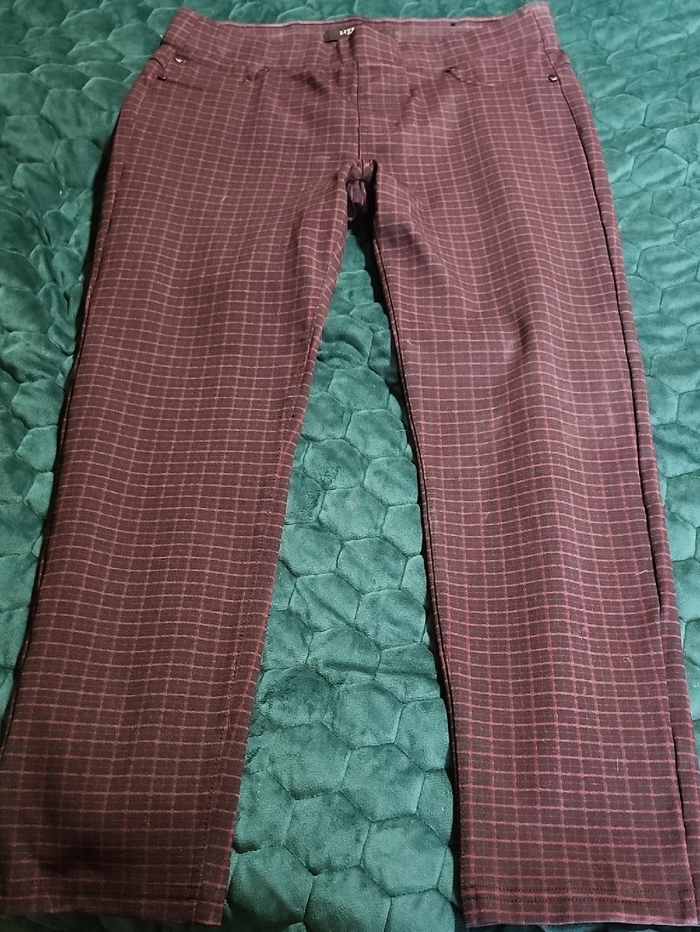 Liverpool Jeans Company Burgundy Plaid Pants